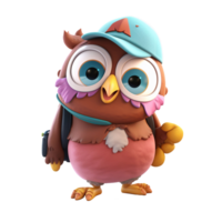 3D cute owl character png