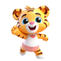 3D cute tiger character png