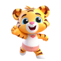 3d fofa tigre personagem ai generativo png