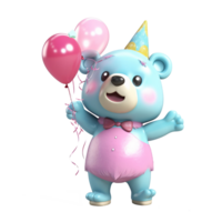 3D cute bear character png