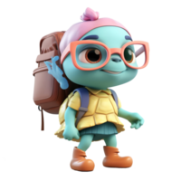 3d schattig schildpad karakter ai generatief png