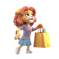 3d mignonne Lion personnage ai génératif png