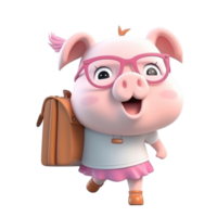 3D cute pig character png