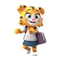 3d linda Tigre personaje ai generativo png