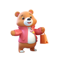 3d fofa Urso personagem ai generativo png