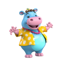 3D cute hippopotamus character png