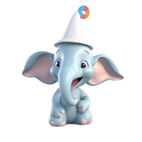 3d schattig olifant karakter ai generatief png