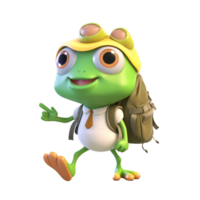 3D cute frog character png