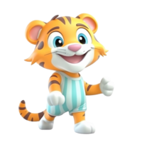 3d mignonne tigre personnage ai génératif png