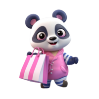 3d schattig panda karakter ai generatief png