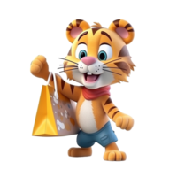 3D cute tiger character png