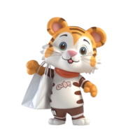 3D cute tiger character png