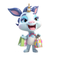 3D cute unicorn character png