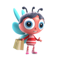 3D cute bee character png