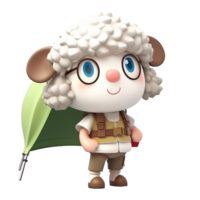 3d mignonne mouton personnage ai génératif png