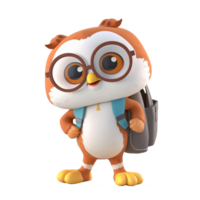 3D cute owl character png