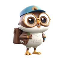 3D cute owl character png