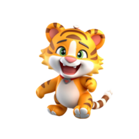 3d mignonne tigre personnage ai génératif png