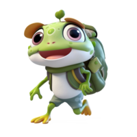 3D cute frog character png