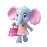 3D cute elephant character png