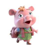 3D cute pig character png