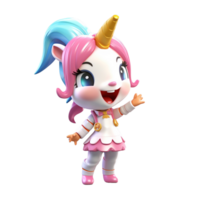 3D cute unicorn character png