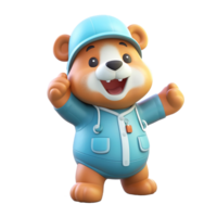3D cute bear character png