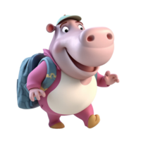 3D cute hippopotamus character png