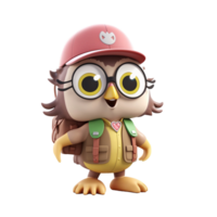 3D cute owl character png