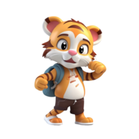 3d linda Tigre personaje ai generativo png