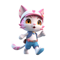 3d linda gato personaje ai generativo png