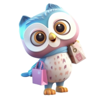 3d mignonne hibou personnage ai génératif png