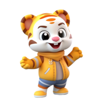 3D cute tiger character png