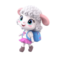 3d linda oveja personaje ai generativo png