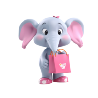 3d carino elefante personaggio ai generativo png