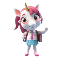 3D cute unicorn character png