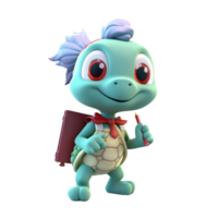 3d mignonne tortue personnage ai génératif png