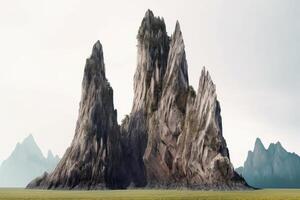 mesmerizing image jagged rock on empty field photo