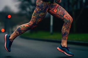 woman in leggings jogging photo