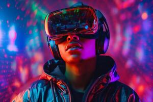 girl in virtual reality glasses photo