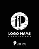 Initial IP negative space logo with circle template vector