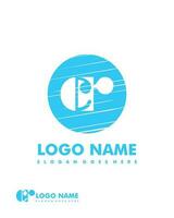 Initial CR negative space logo with circle template vector