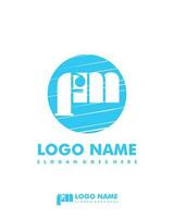 Initial FM negative space logo with circle template vector