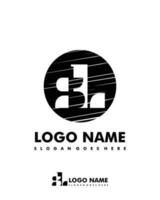 Initial SL negative space logo with circle template vector