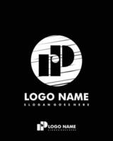 Initial RP negative space logo with circle template vector