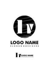 Initial HV negative space logo with circle template vector