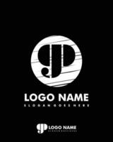 Initial GP negative space logo with circle template vector