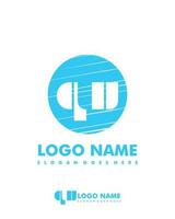 Initial QW negative space logo with circle template vector