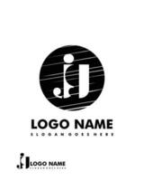 Initial JG negative space logo with circle template vector