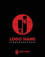 Initial RJ negative space logo with circle template vector